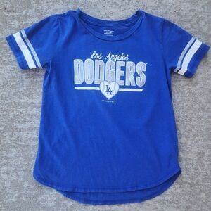 Los Angeles LA Dodgers Blue White Silver Glitter Baseball Tee Kids/Youth, 10/12